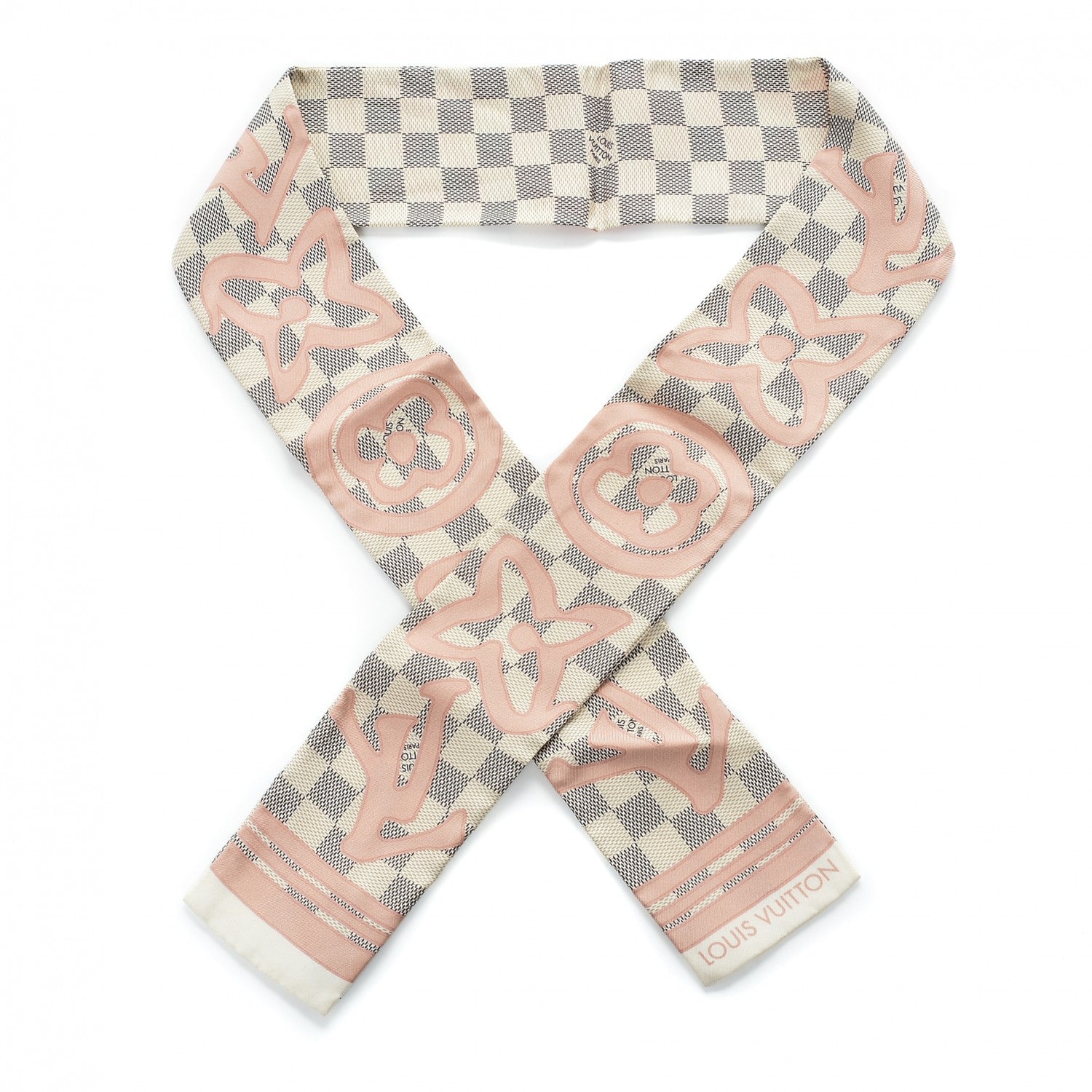 Louis Vuitton Silk Damier Azur Tahitienne Bandeau Rose Ballerine 1 of 6