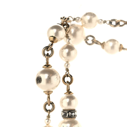 Chanel Pearl Crystal CC Coco Necklace Gold 5 of 6