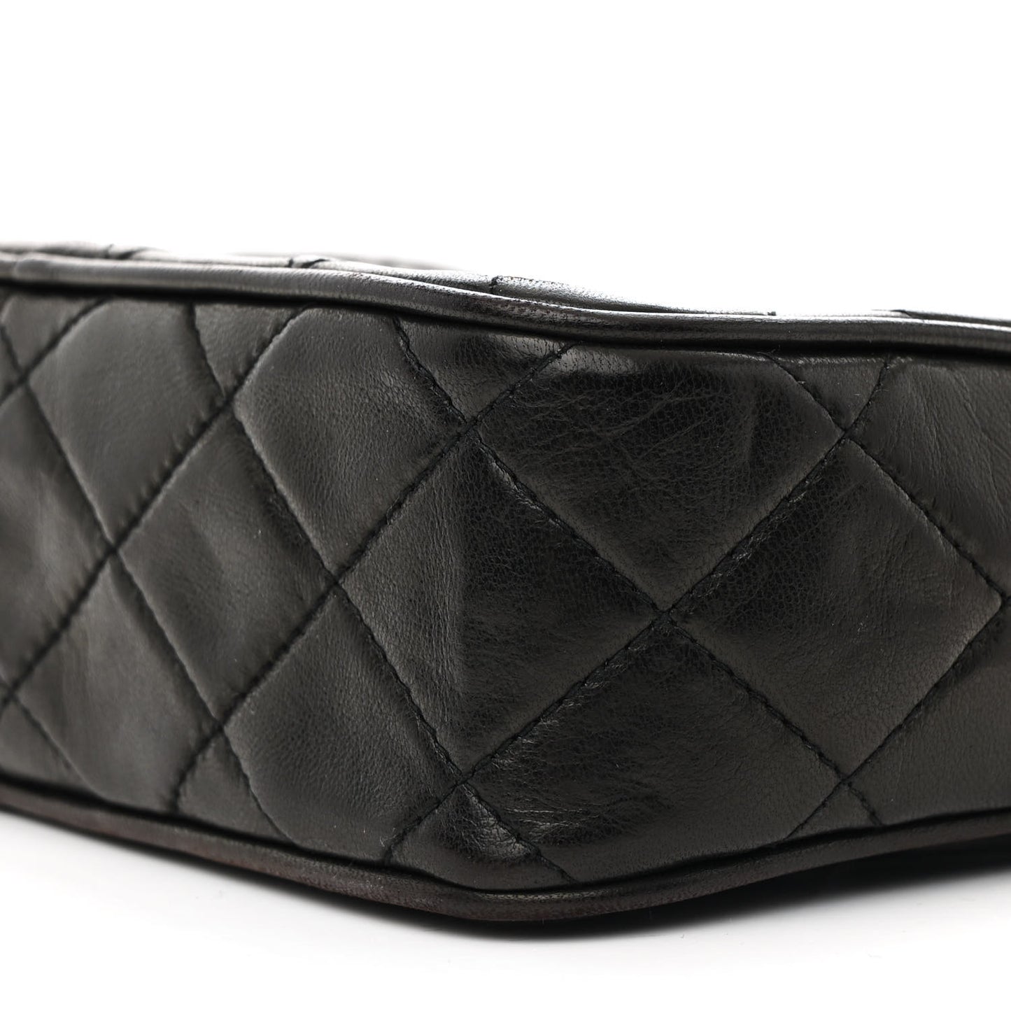 Lambskin Quilted CC Tassel Camera Case Black