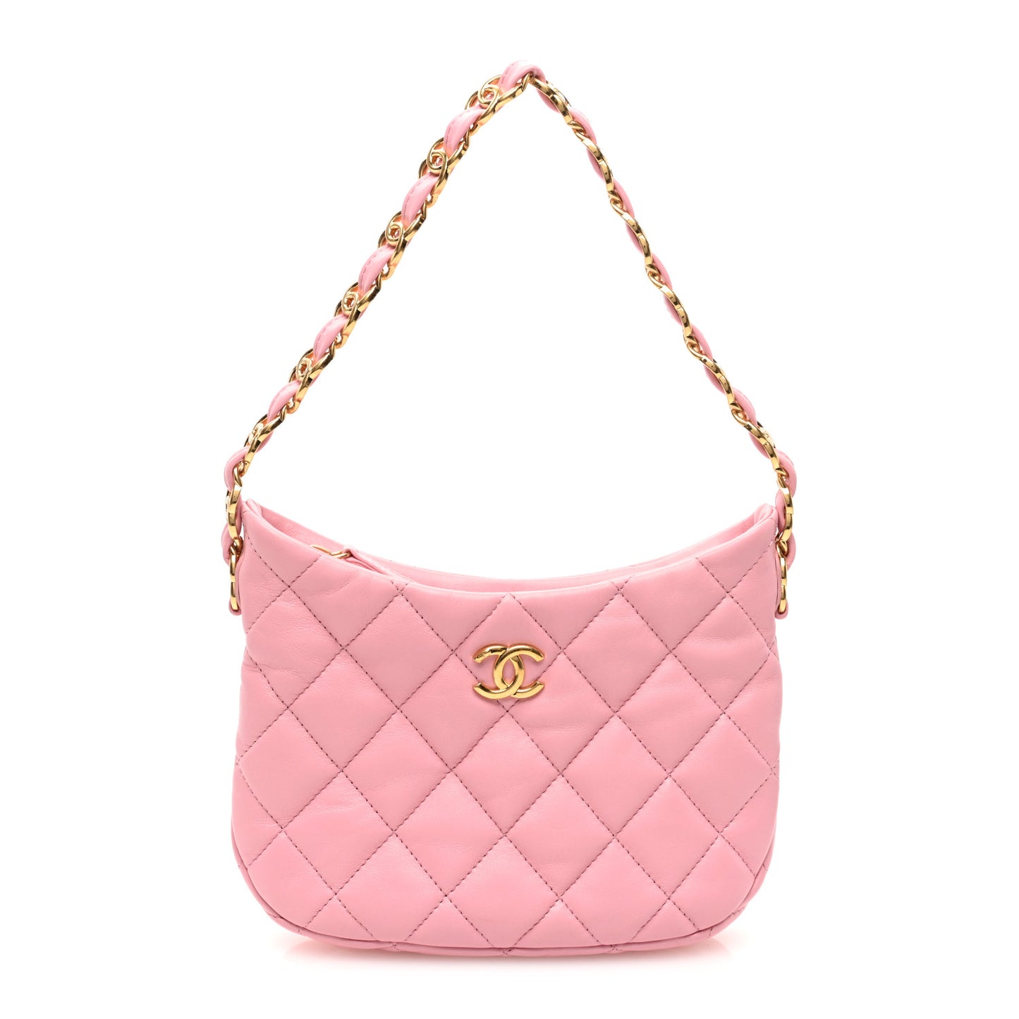 Lambskin Quilted CC Links Hobo Light Pink