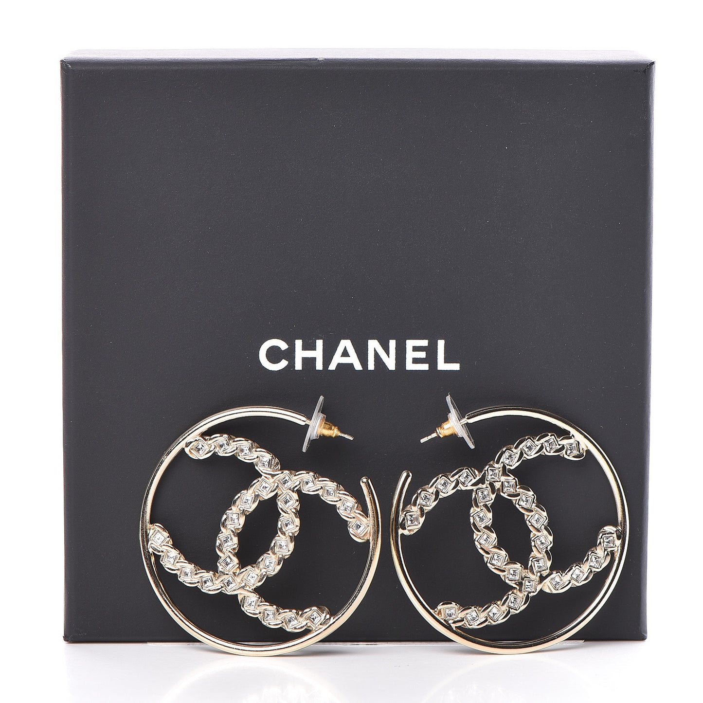 Crystal CC Hoop Earrings Gold