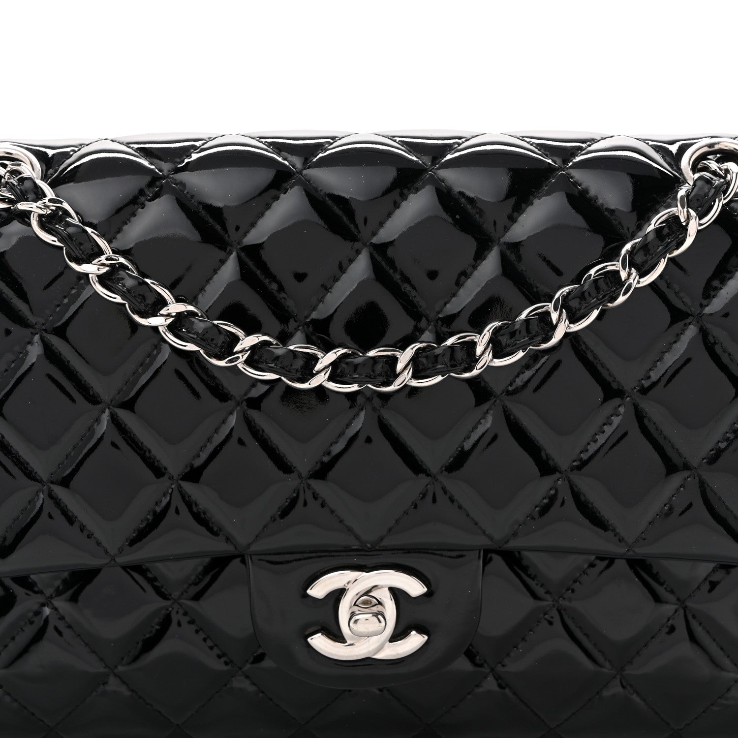 Chanel Patent Quilted Medium Double Flap Black 8 of 12