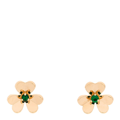 Van Cleef & Arpels 18K Yellow Gold Emerald Mini Frivole Earrings 1 of 5