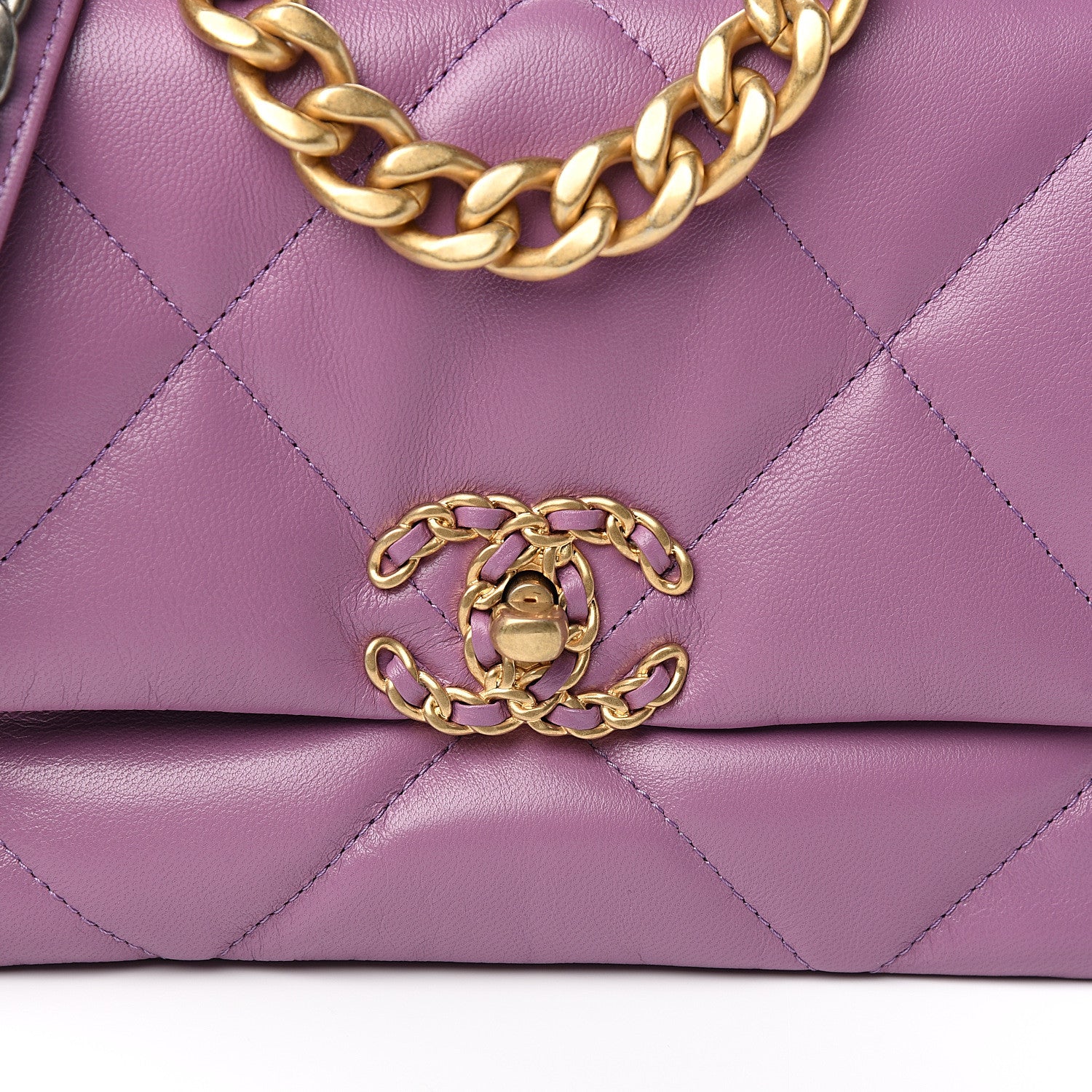 Chanel Goatskin Quilted Medium 19 Flap Violet Purple 9 of 10