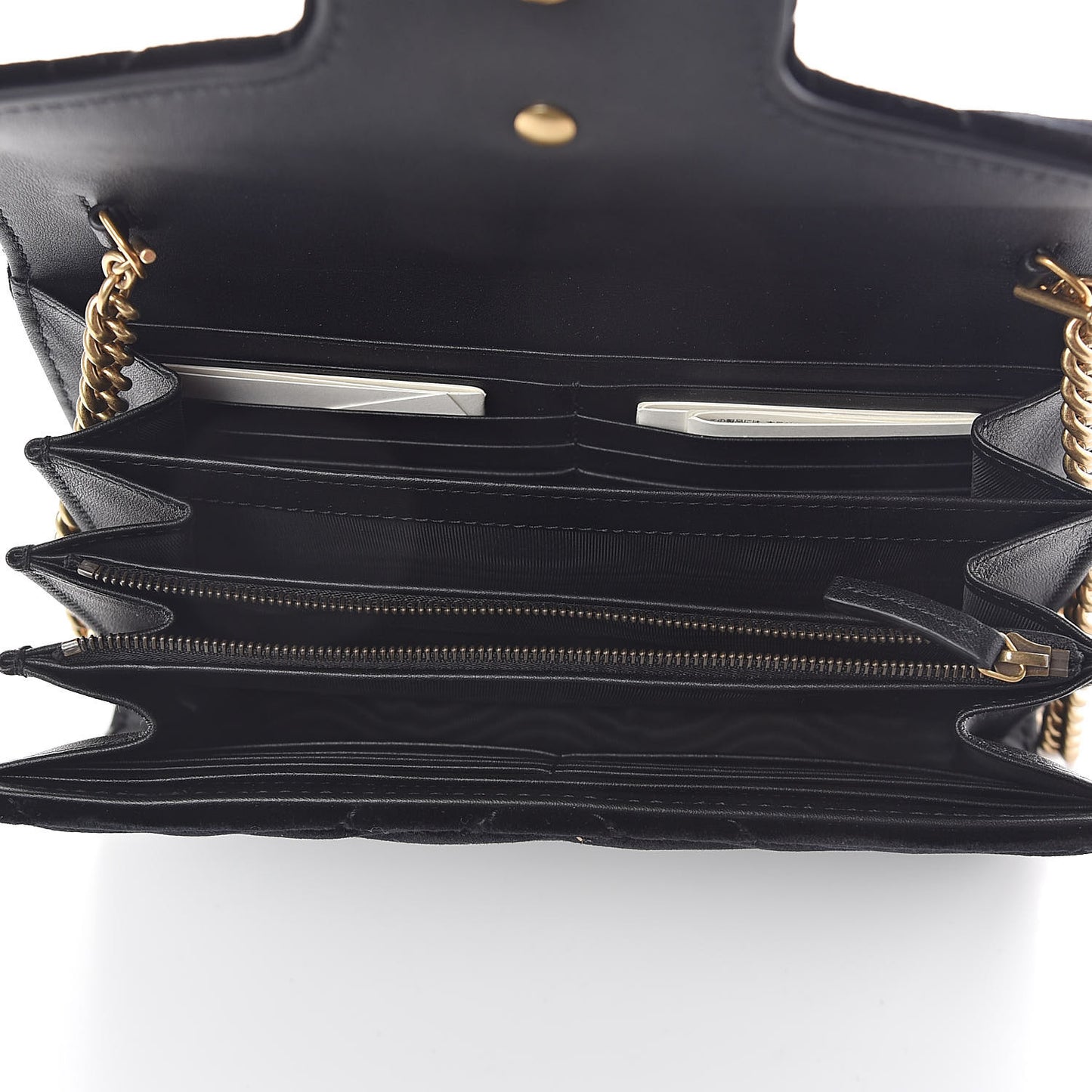 Velvet Matelasse GG Marmont Chain Wallet Black