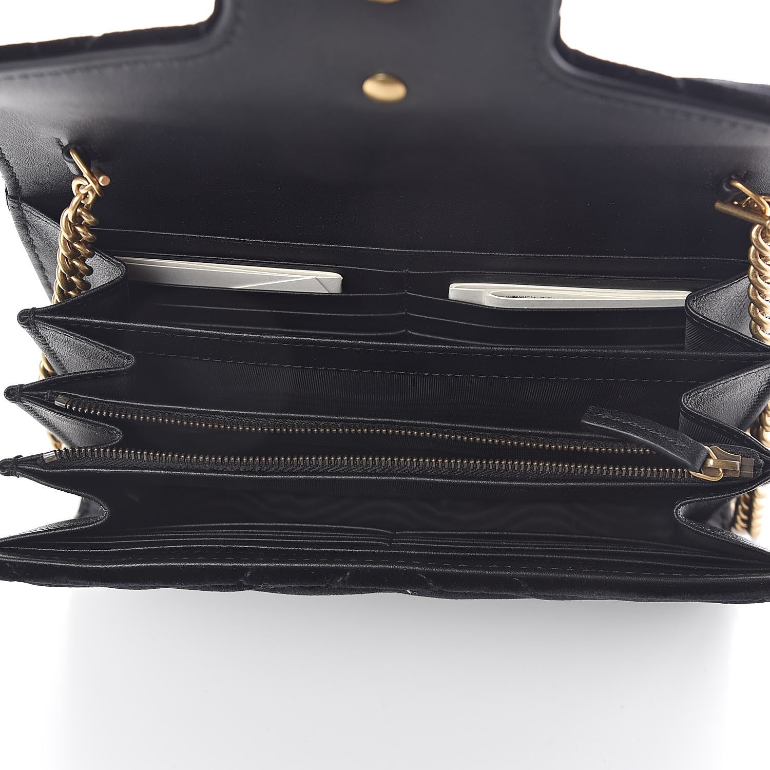 Gucci Velvet Matelasse GG Marmont Chain Wallet Black 5 of 9