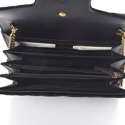 Gucci Velvet Matelasse GG Marmont Chain Wallet Black 5 of 9