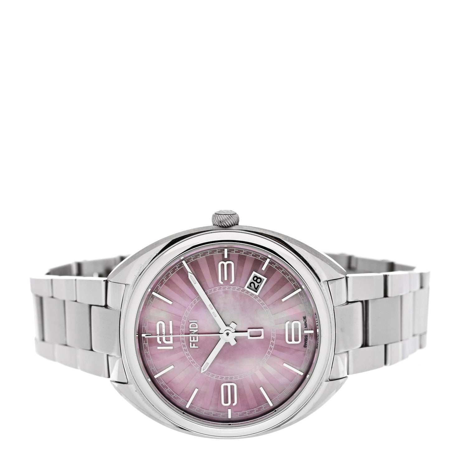 Fendi Stainless Steel Pink Mother of Pearl 34mm Momento Quartz Watch 2 of 5