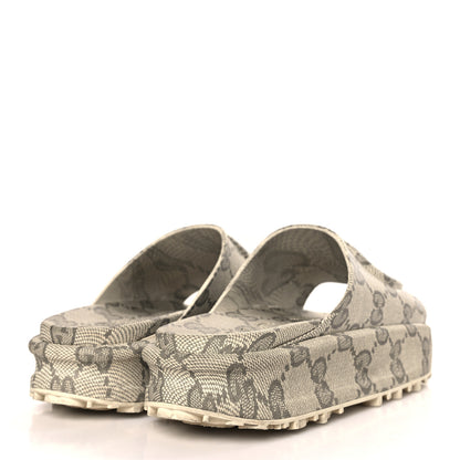 Gucci Cubic Rubber GG Monogram Mens Interlocking G Platform 42mm Slide Sandals 9 Beige Ebony 4 of 8