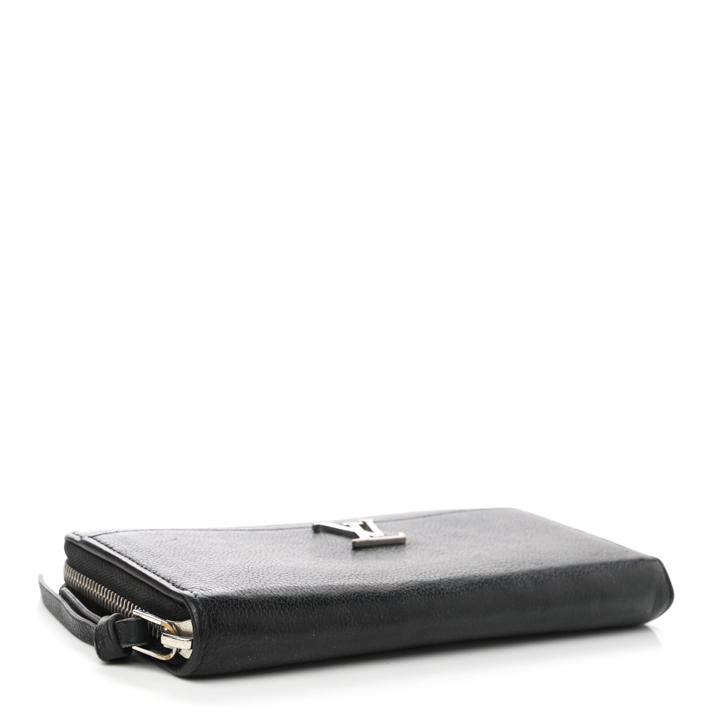 Calfskin Zippy Lockme Wallet Black