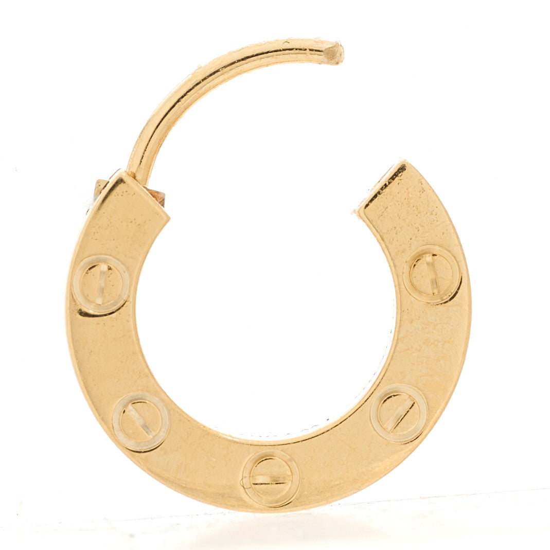 18K Yellow Gold Single LOVE Hoop Earring