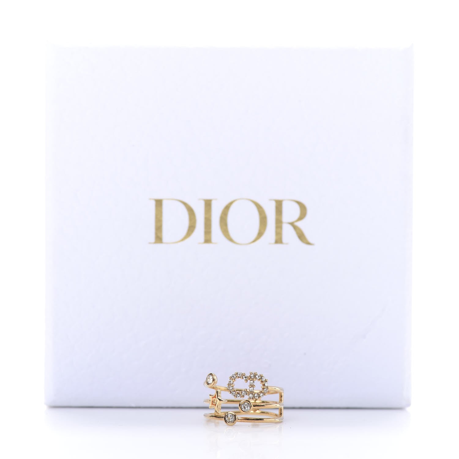 Christian Dior Metal Crystal Shiny-D Ring M Gold 6 of 6