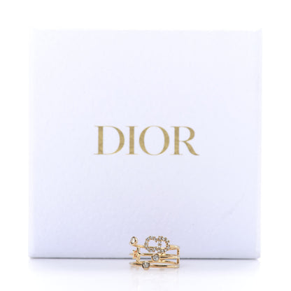 Christian Dior Metal Crystal Shiny-D Ring M Gold 6 of 6