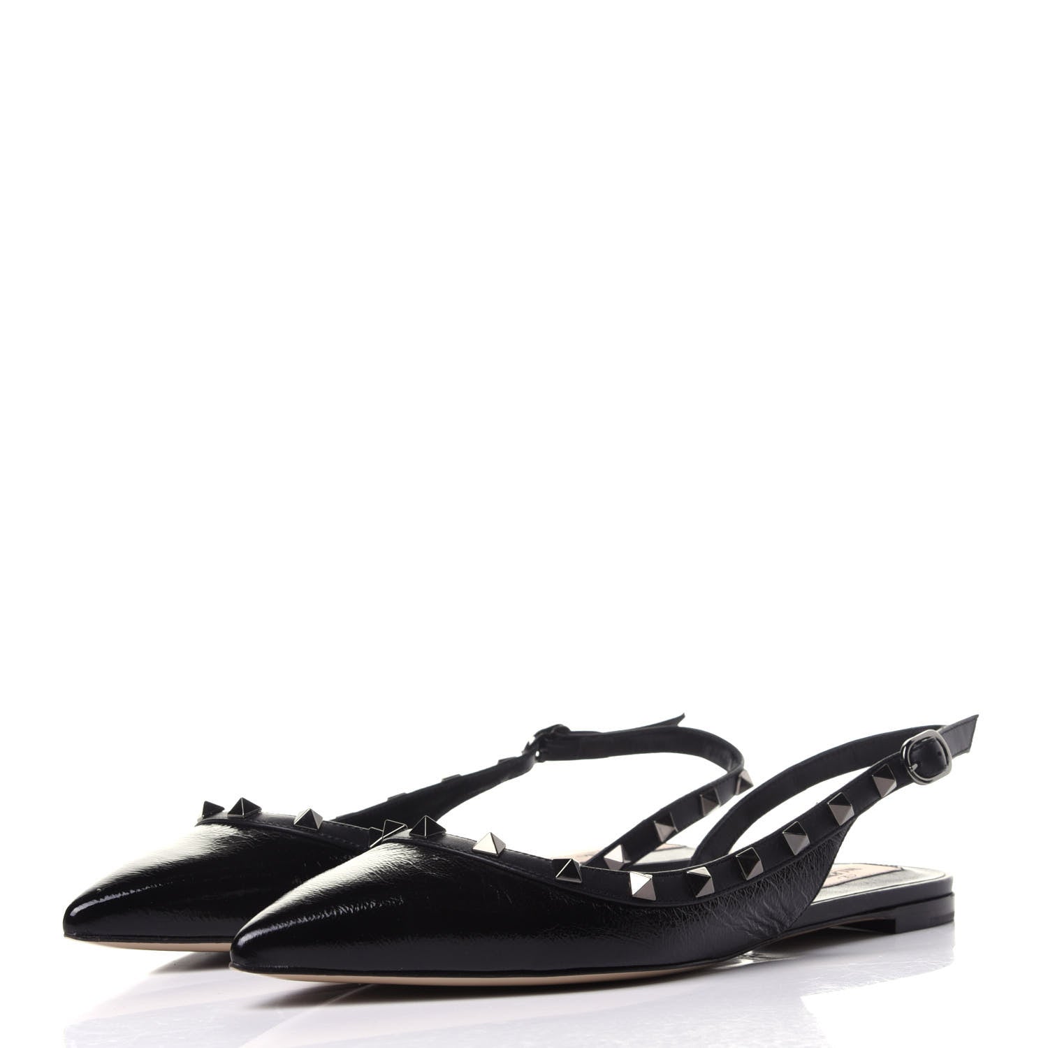 Valentino Garavani Patent Rockstud Slingback Flats 39 Black 3 of 12