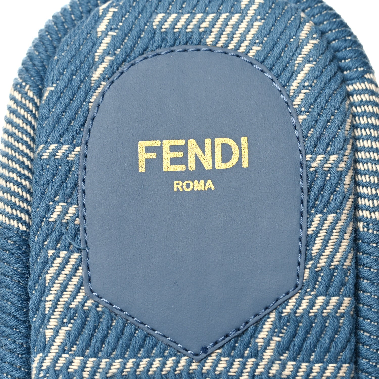 Fendi Denim Jacquard Womens FF Sunshine Flatform Slide Sandals 39 Light Blue 9 of 10