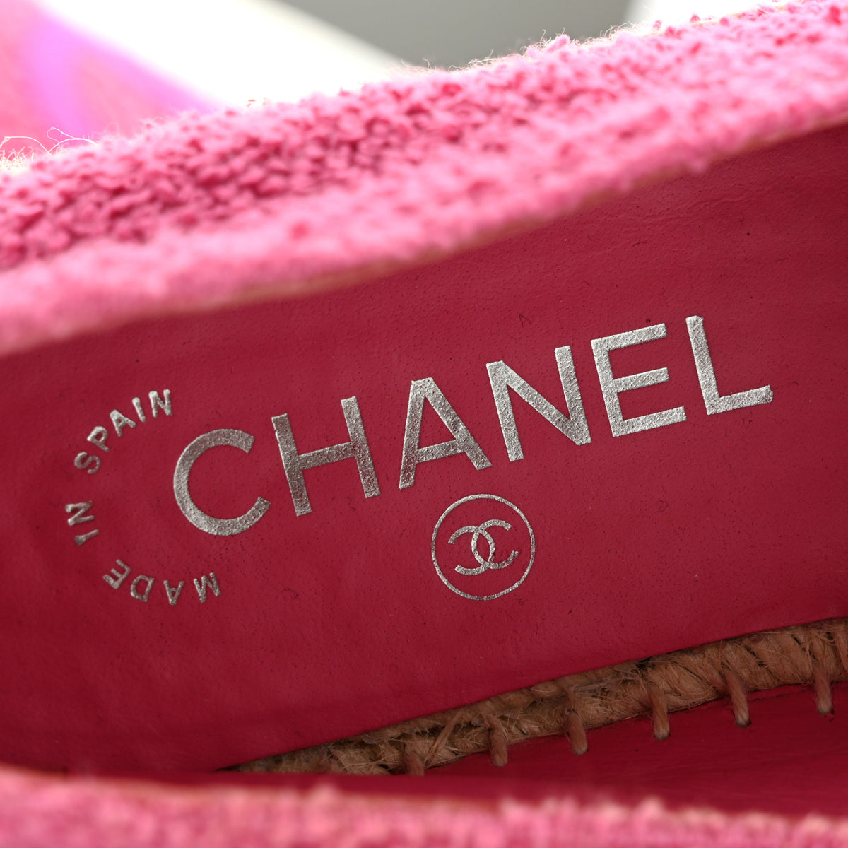Chanel Fabric Grosgrain CC Espadrilles 38 Dark Pink Black 7 of 11