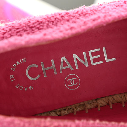 Chanel Fabric Grosgrain CC Espadrilles 38 Dark Pink Black 7 of 11
