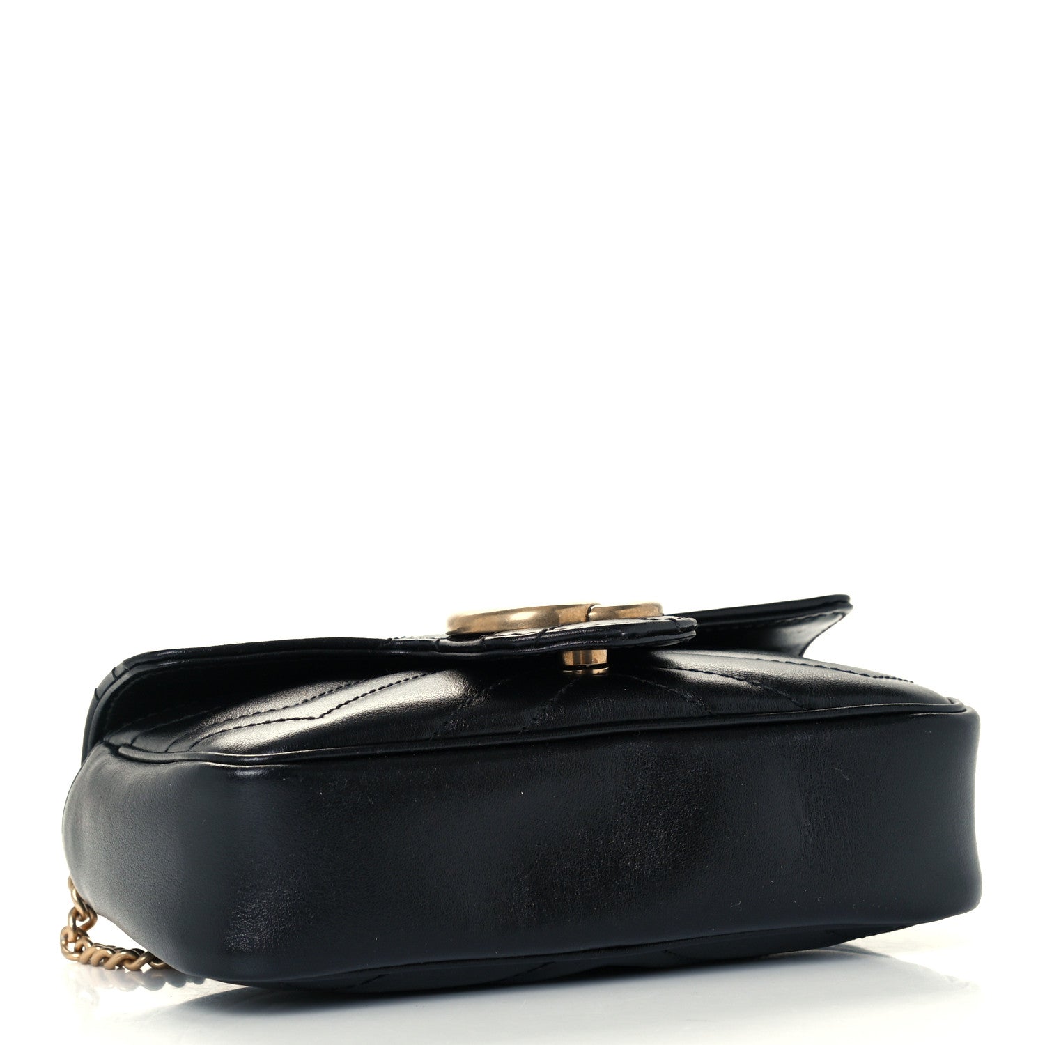 Gucci Calfskin Matelasse Super Mini GG Marmont Shoulder Bag Black 4 of 11