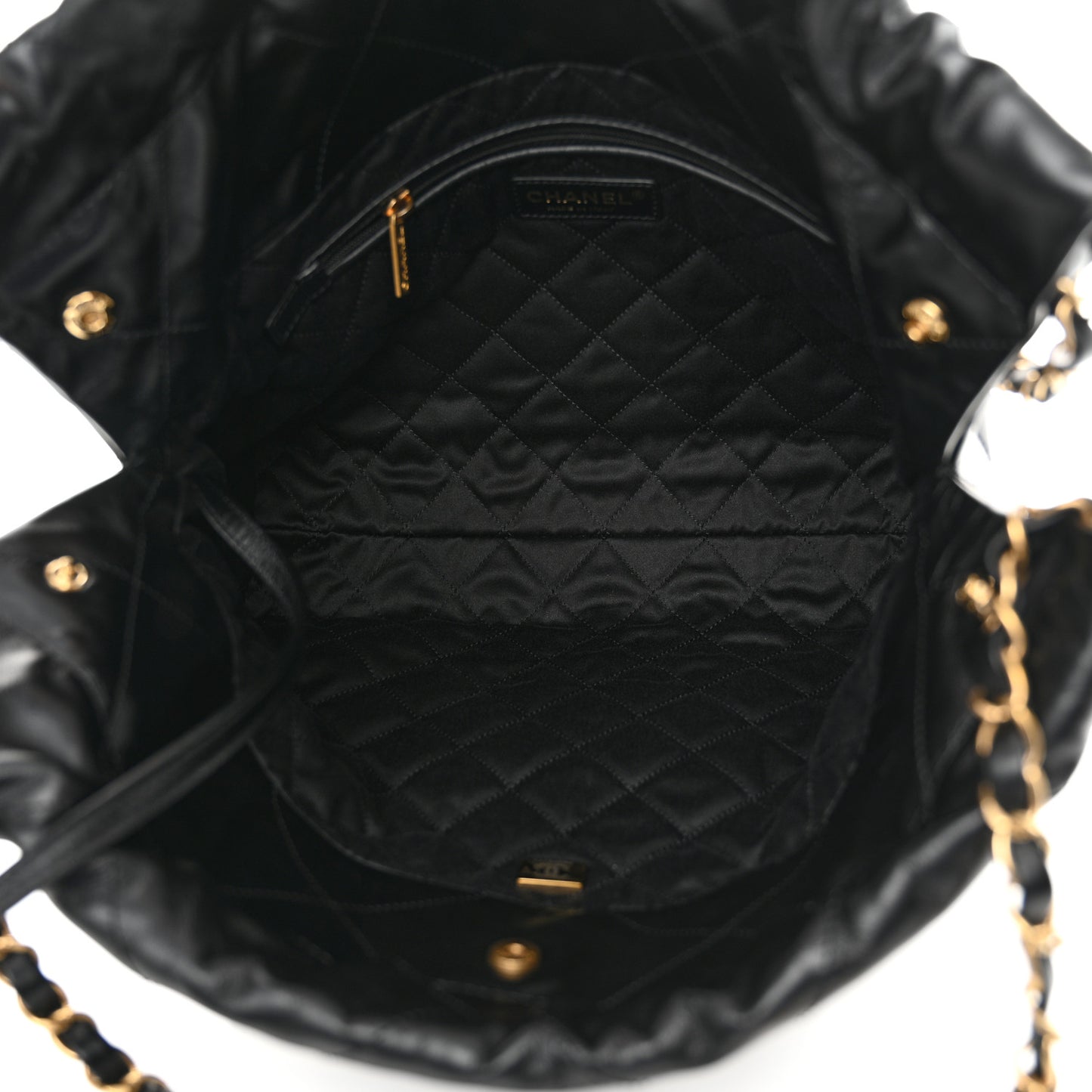 Shiny Calfskin Quilted Small Chanel 22 Black
