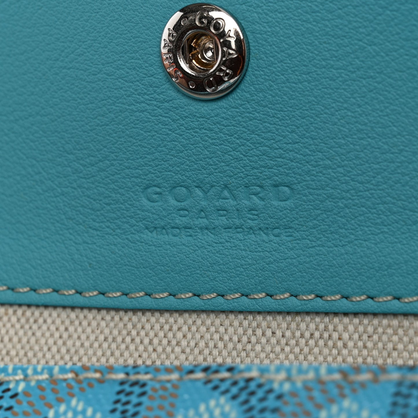Goyardine Embroidered Seahorse Reversible Anjou PM Turquoise