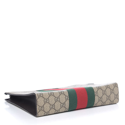 Gucci GG Supreme Monogram Selleria Calfskin Web New Web Cosmetic Case Beige Ebony Cocoa 3 of 8