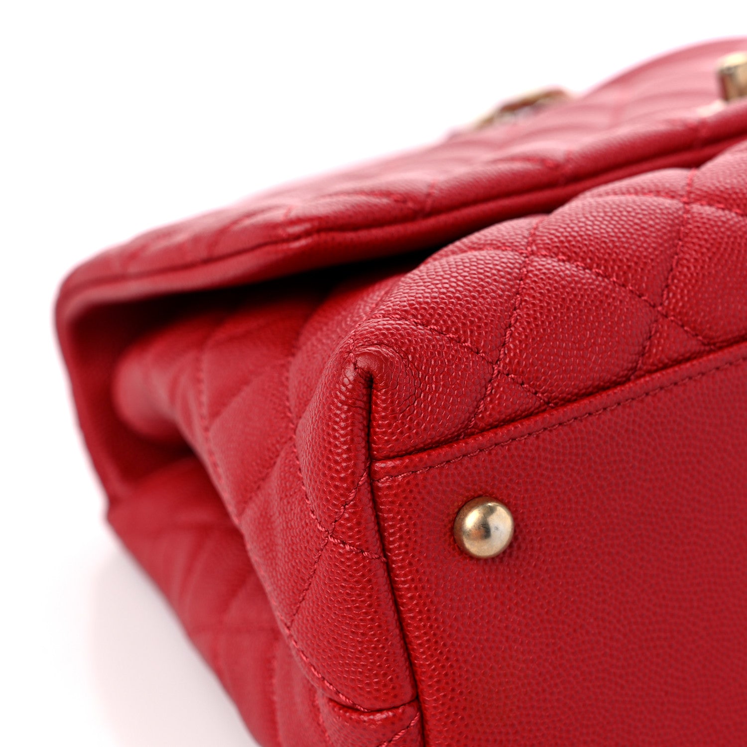 Chanel Caviar Quilted Small Coco Handle Flap Red 8 of 11