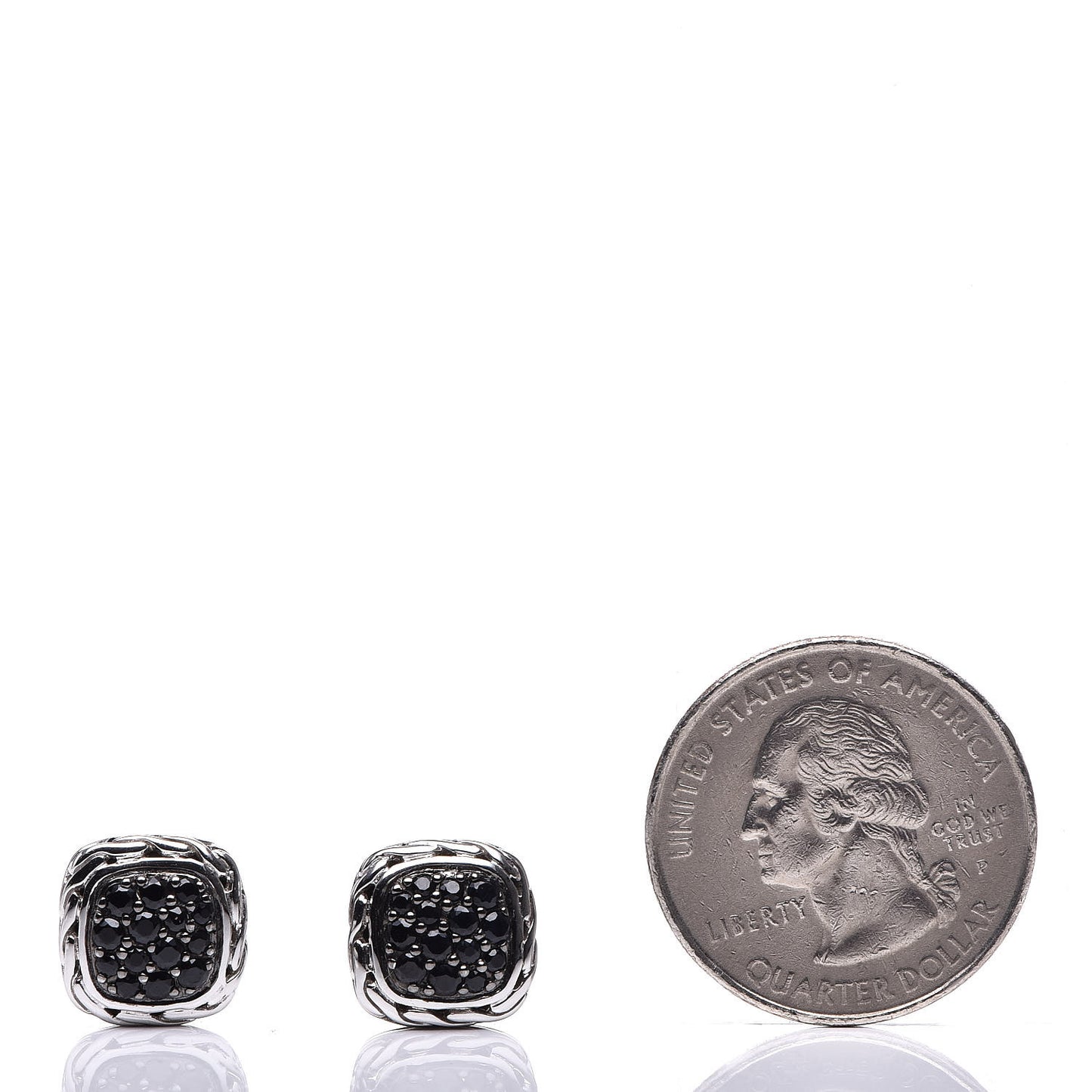 Sterling Silver Black Sapphire Classic Chain Square Earrings