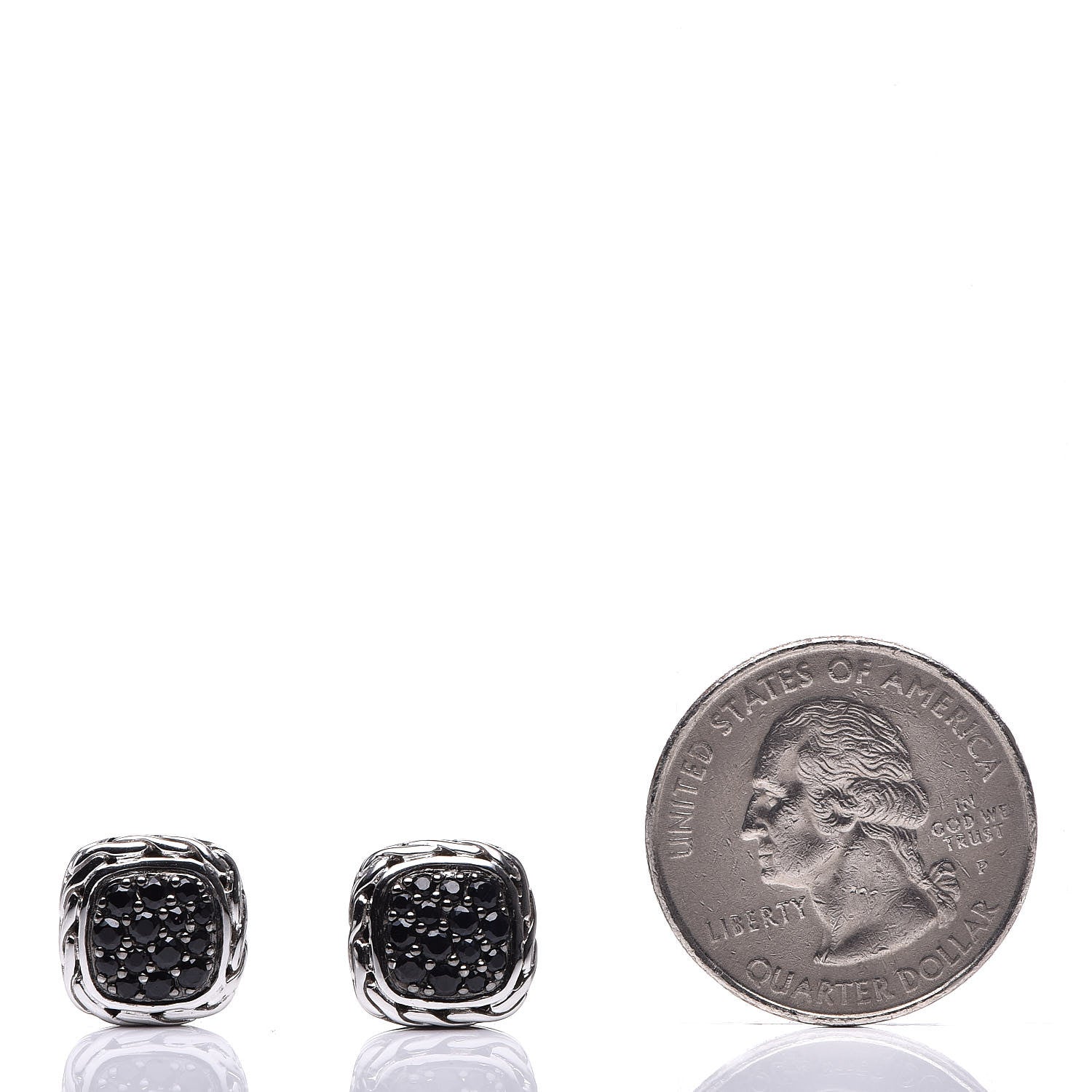 John Hardy Sterling Silver Black Sapphire Classic Chain Square Earrings 2 of 5