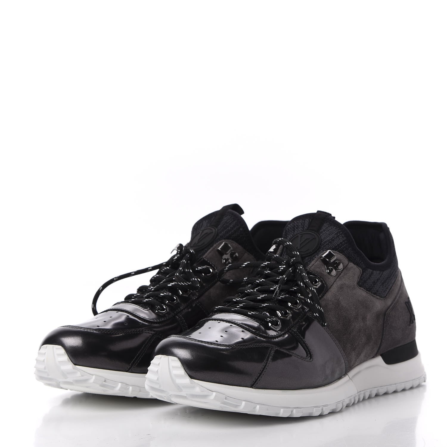 Louis Vuitton Metallic Patent Suede Run Away Sneakers 8.5 Grey 3 of 11