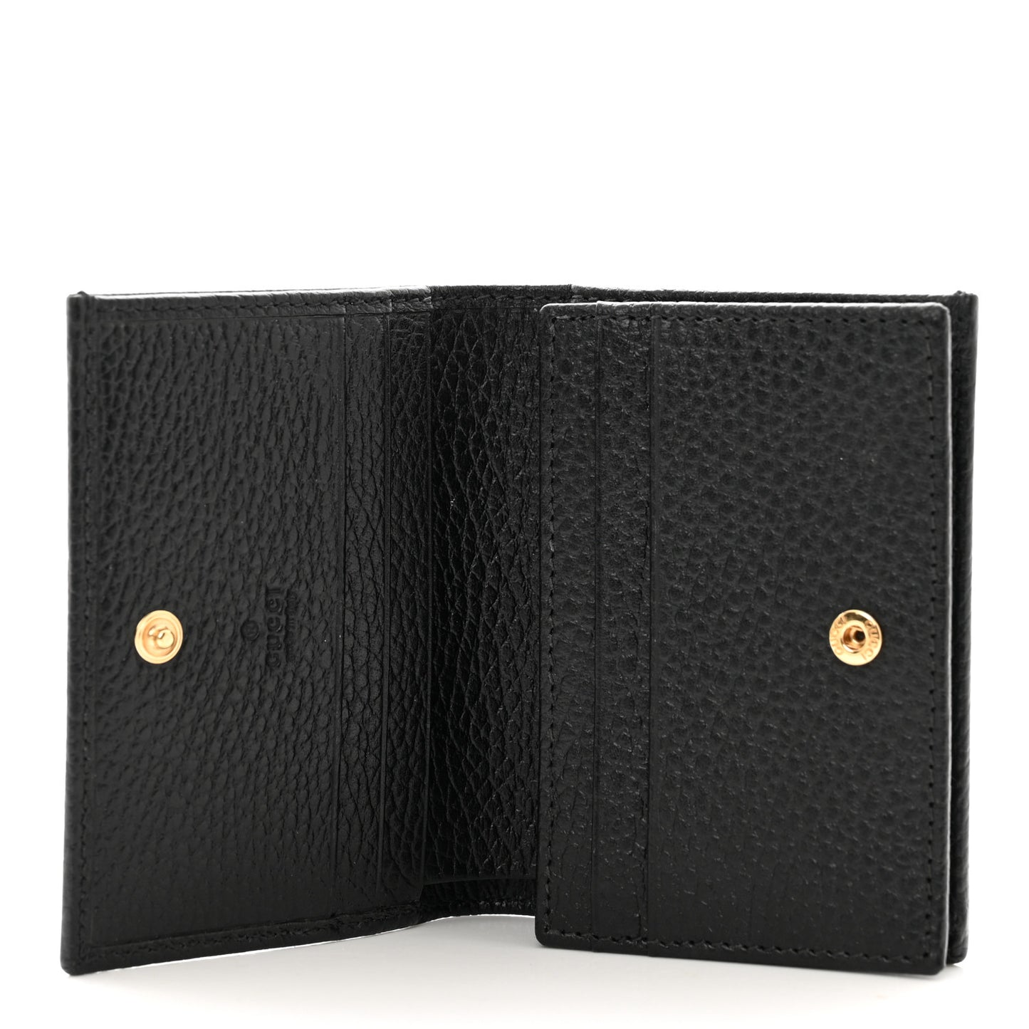 Pebbled Calfskin GG Marmont Card Case Black