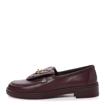 Chanel Calfskin Quilted CC Turnlock Loafers 41.5 Burgundy 1 of 10