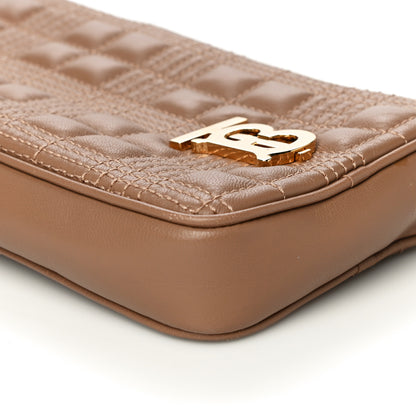 Burberry Lambskin Quilted Mini Lola Vertical Crossbody Bag Camel 8 of 9
