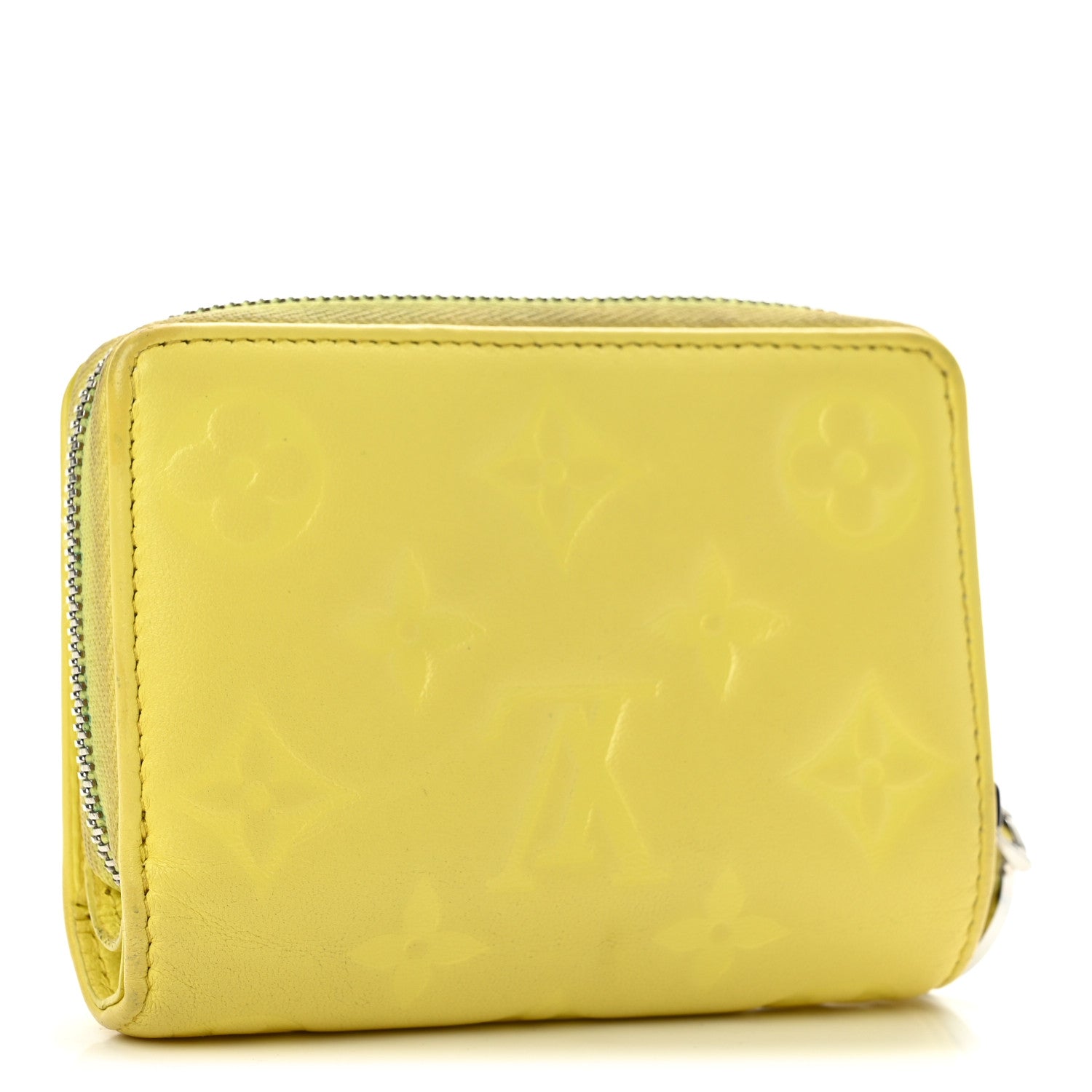Louis Vuitton Lambskin Embossed Monogram Lou Coussin Wallet Yellow