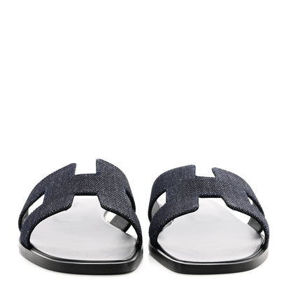 Hermes Denim Canvas Oran Sandals 37 Bleu Brut 2 of 9