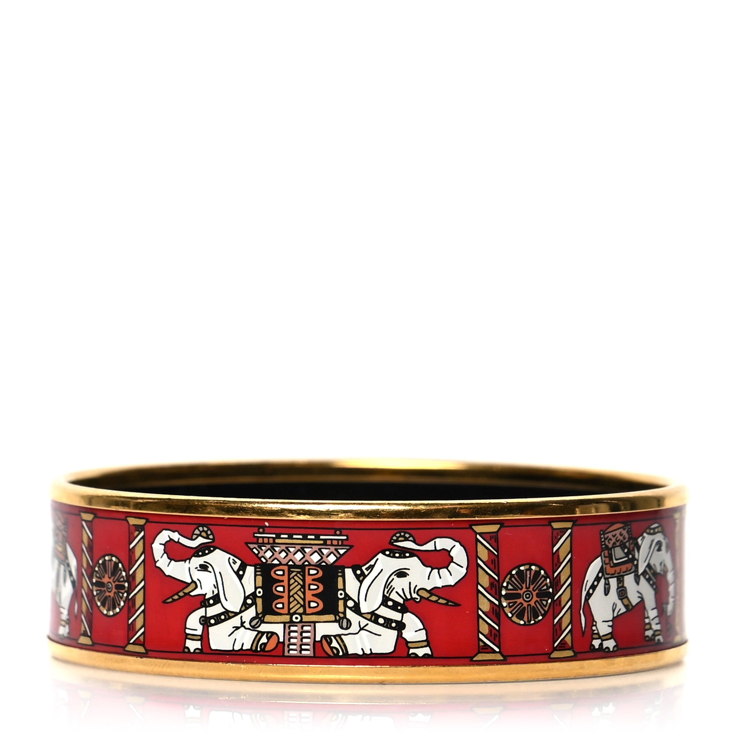Hermes Enamel Printed Torana Elephants Wide Bracelet 62 1 of 5