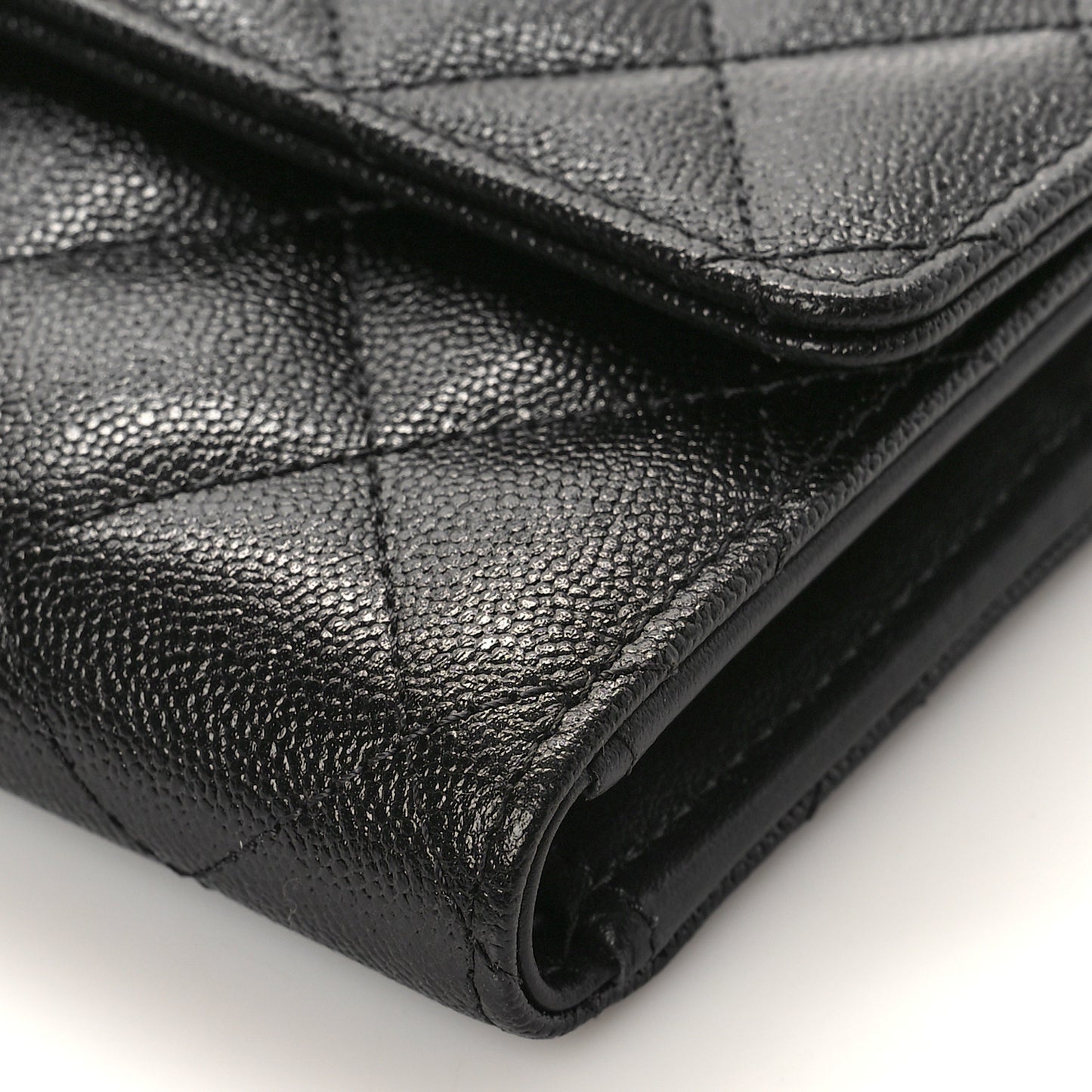Caviar Quilted Studded CC Medium Flap Wallet Black