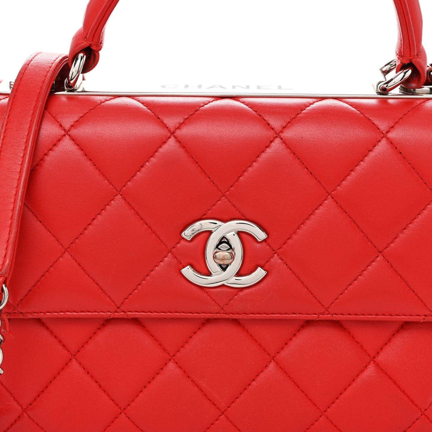 Lambskin Quilted Small Trendy CC Flap Dual Handle Bag Red