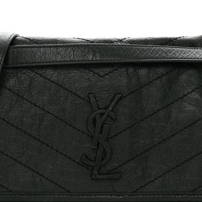 Saint Laurent Crinkled Lambskin Matelasse Monogram Medium Niki Chain Satchel Dark Green 8 of 11