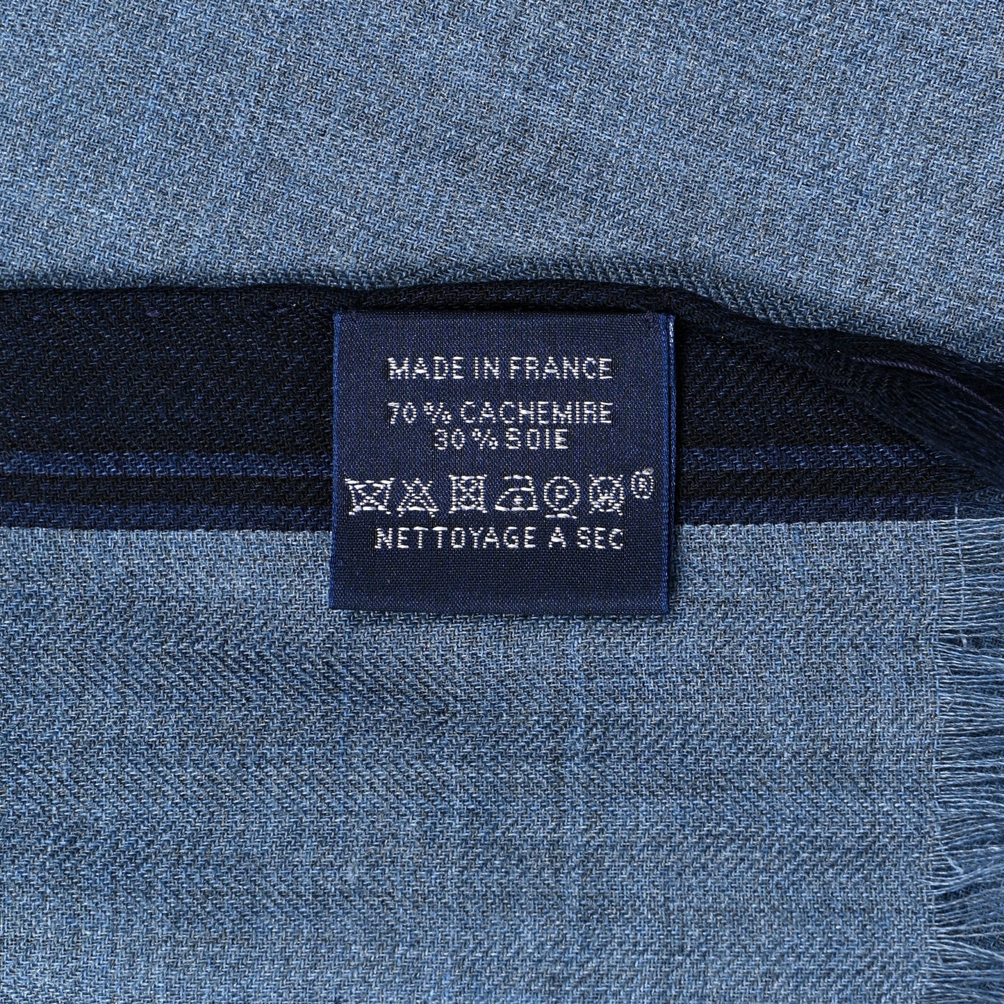 Cashmere Silk Bande A Part Muffler Chine Marine Indigo