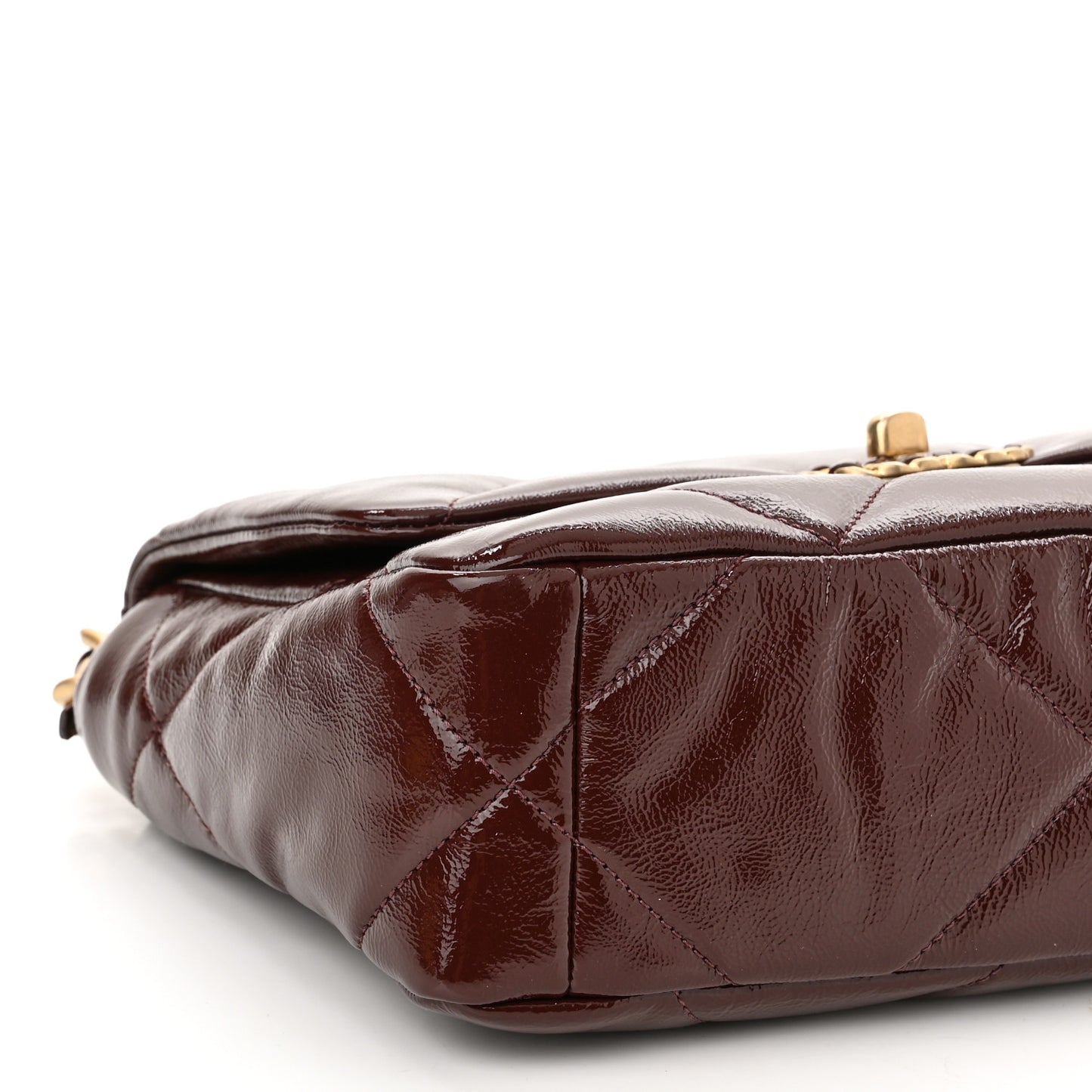 Shiny Crumpled Calfskin Quilted Medium Chanel 19 Flap Burgundy