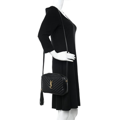 Saint Laurent Calfskin Matelasse Monogram Lou Camera Bag Black 2 of 12