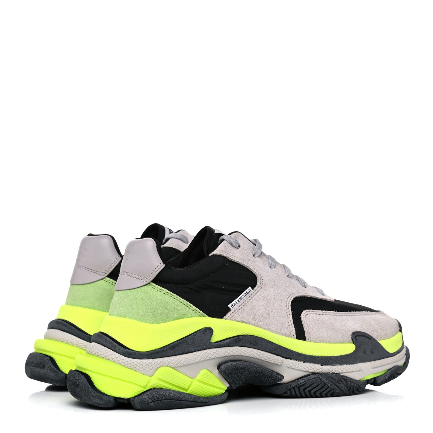 Nylon Suede Mens Triple S 2.0 Sneakers 41 Gris Black Jaune Fluo
