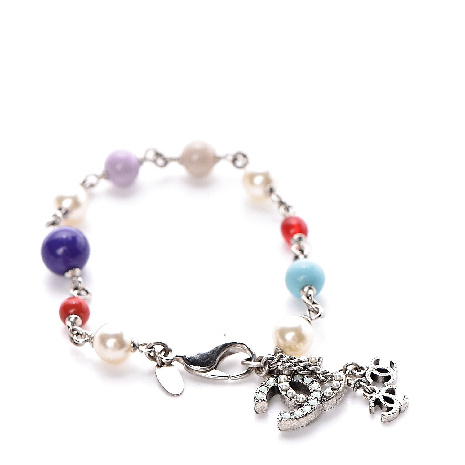 Chanel Pearl Beaded CC Charm Bracelet Multicolor 1 of 5