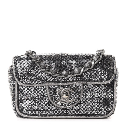 Chanel Sequin Micro Flap Dark Silver 1 of 12