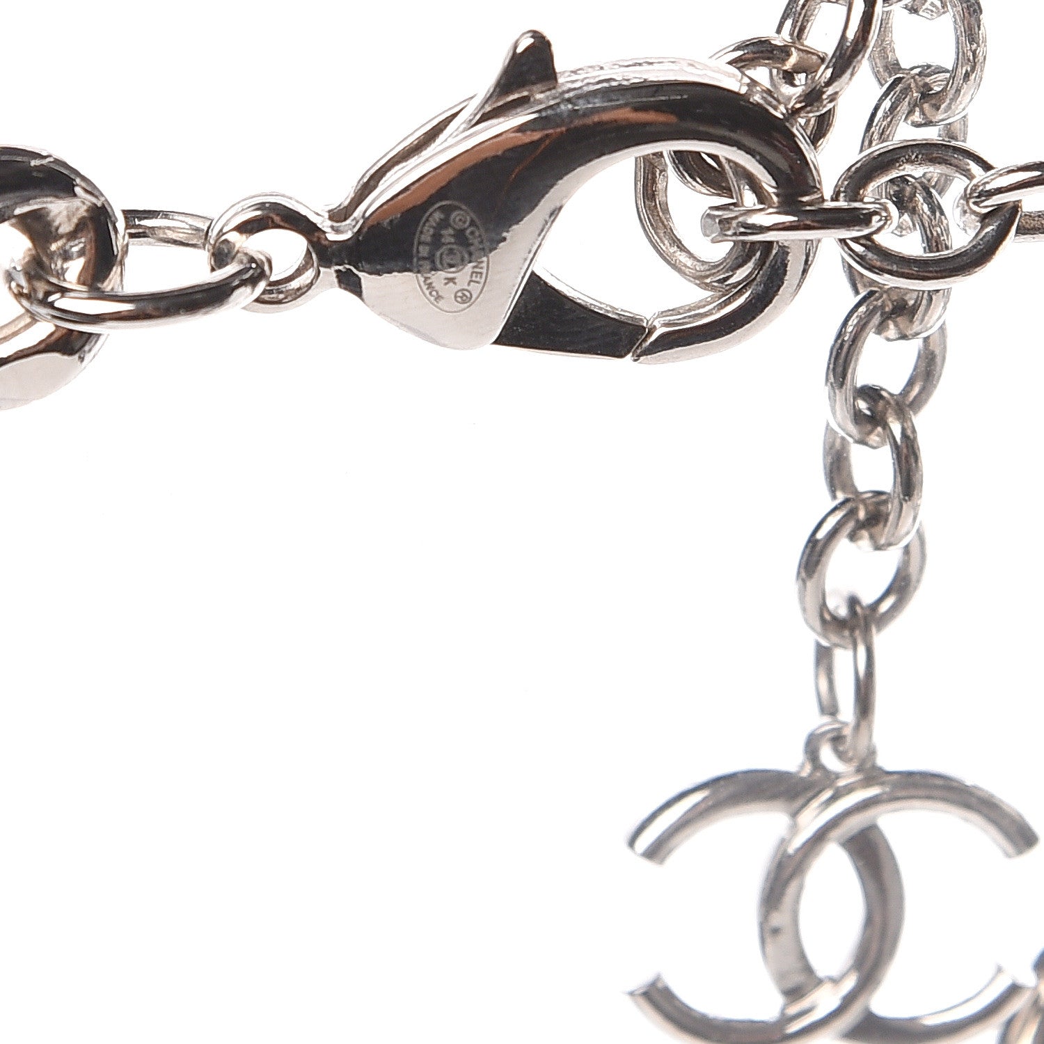 Chanel Resin CC Oversized Padlock Chain Necklace Silver Pearly White 4 of 5