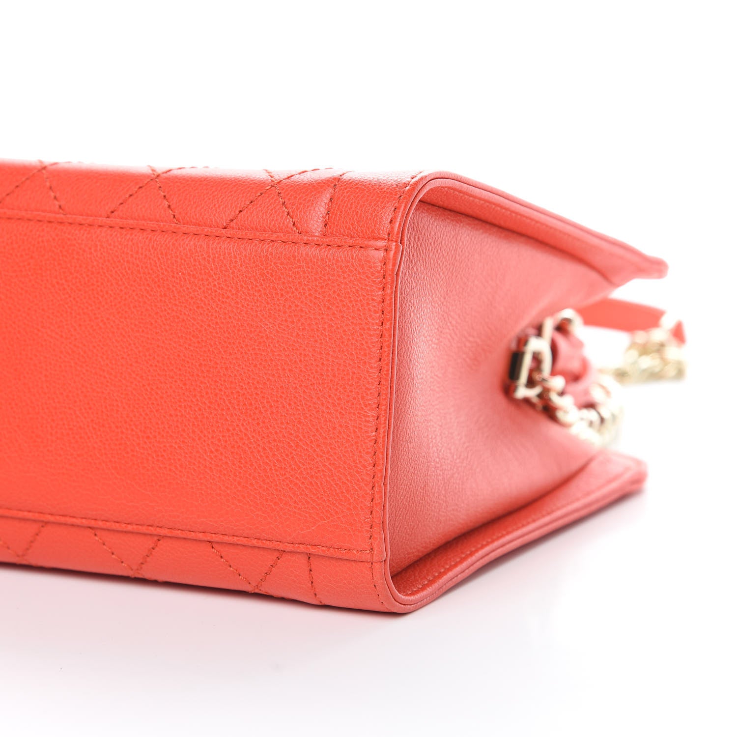 Chanel Grained Calfskin Stitched Small Label Click Shopper Tote Red 10 of 13