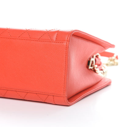 Chanel Grained Calfskin Stitched Small Label Click Shopper Tote Red 10 of 13
