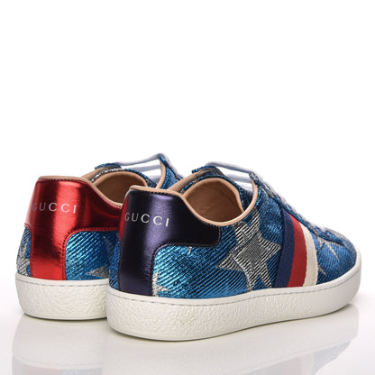 Gucci Lurex Starry Sky Sylvie Web New Ace Sneakers 36 Bluette Silver 4 of 9