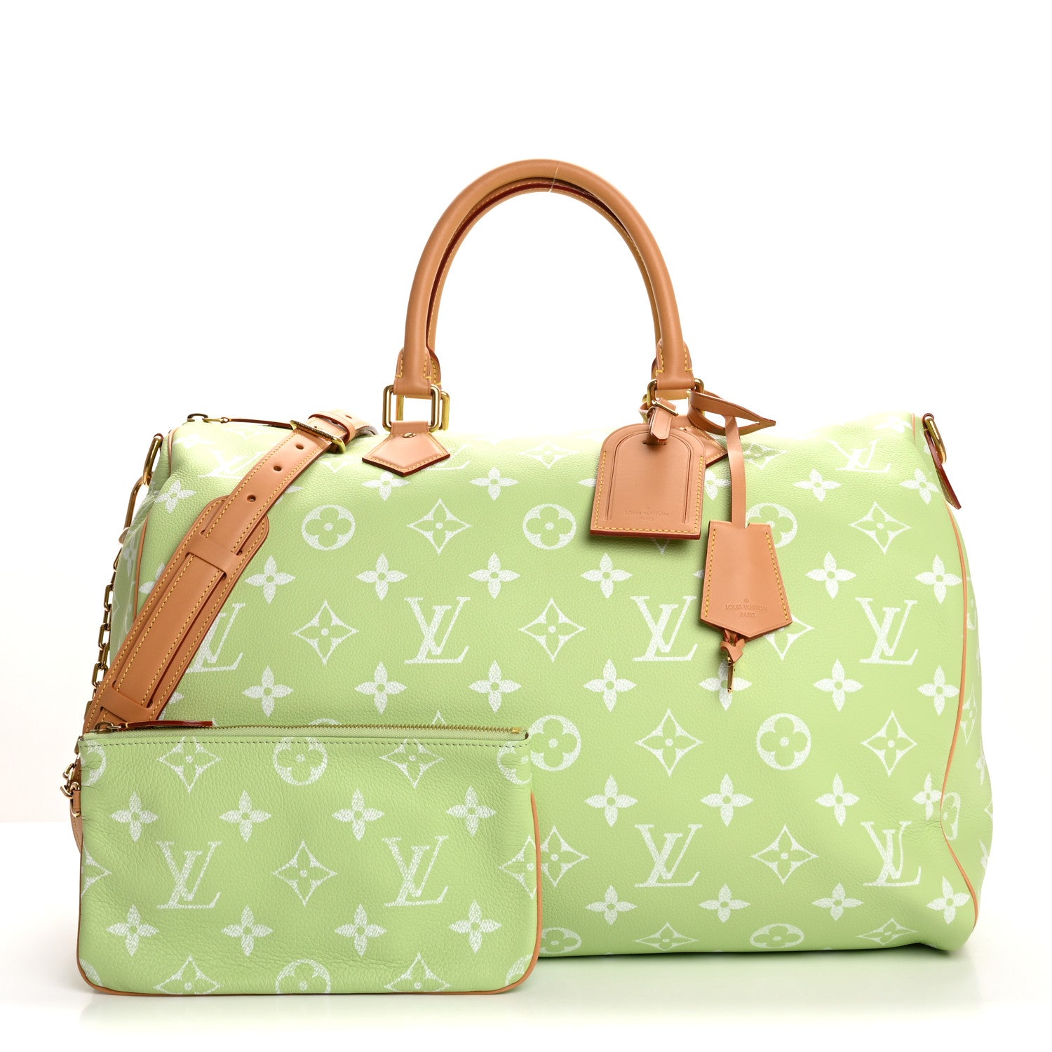 Louis Vuitton Calfskin Monogram Speedy P9 Bandouliere 50 Frozen Lime 2 of 10