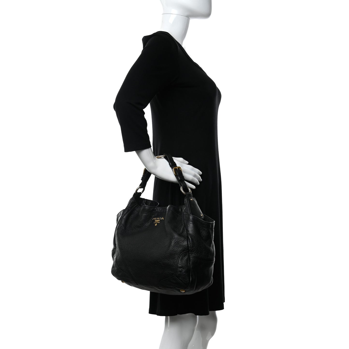 Vitello Daino Side Pocket Hobo Black